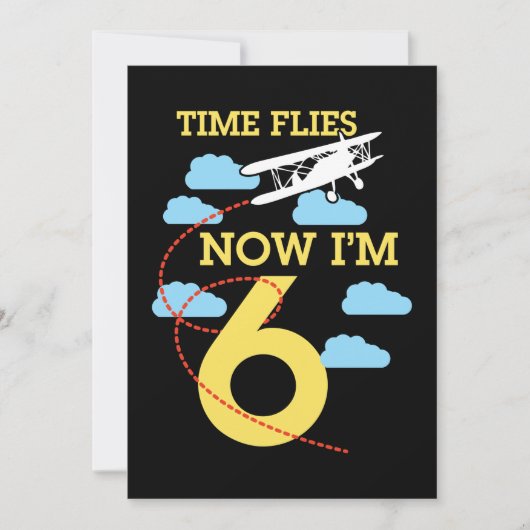 6歳の誕生日 男の子 飛行機 6歳 誕生日 招待状 (正面)