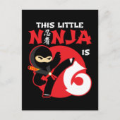 6歳の誕生日 6歳児の忍者パーティー 幼い忍者 6 ポストカード (正面)