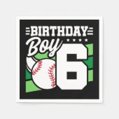 6歳の野球パーティーテーマ6th誕生日ボーイ スタンダードカクテルナプキン (正面)