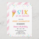 6歳はとってもスイートなアイスクリームのお誘い 招待状 (正面/裏面)