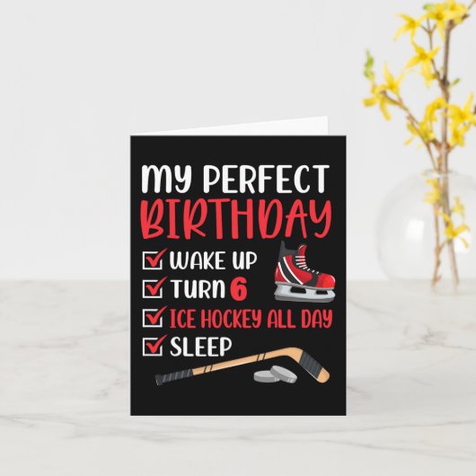 6歳アイスホッケー誕生日パーティー6th Boy Day カード (黄色い花)