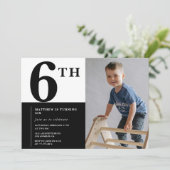 6歳エレガントの誕生日の招待ブラックシックモダン 招待状 (スタンド正面)