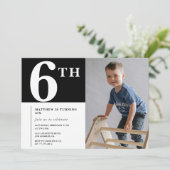 6歳エレガントの誕生日の招待ブラックボーイフォト 招待状 (スタンド正面)