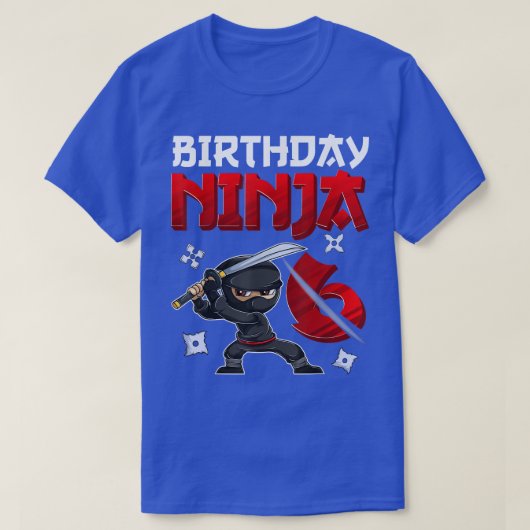 6歳オールドボーイ誕生日ティー、誕生日忍者ボーイ Tシャツ (デザイン正面)