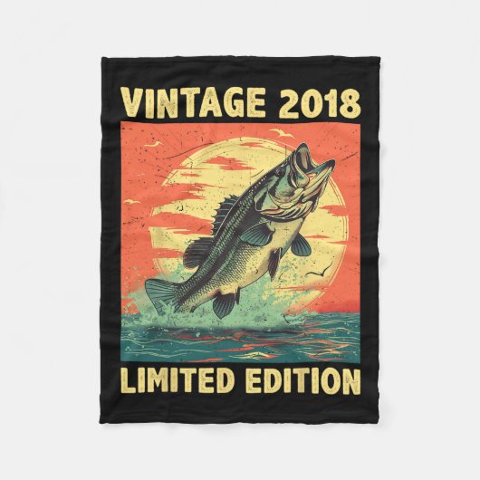 6歳ギフト2018魚釣り漁師フィッシュ6th B フリースブランケット (正面)