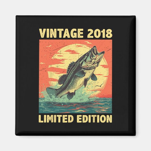 6歳ギフト2018魚釣り漁師フィッシュ6th B マグネット (正面)