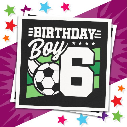 6歳サッカーサッカーパーティー第6誕生日少年 スタンダードカクテルナプキン