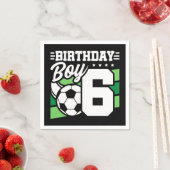 6歳サッカーサッカーパーティー第6誕生日少年 スタンダードカクテルナプキン (インサイチュ)