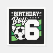 6歳サッカーサッカーパーティー第6誕生日少年 スタンダードカクテルナプキン (正面)