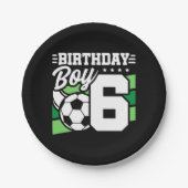 6歳サッカーサッカーパーティー第6誕生日少年 ペーパープレート (正面)