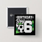 6歳サッカーサッカーパーティー第6誕生日少年 缶バッジ (正面&裏面)