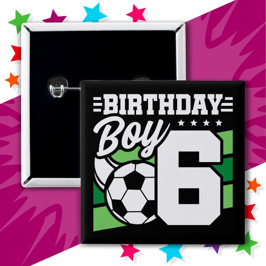 6歳サッカーサッカーパーティー第6誕生日少年 缶バッジ