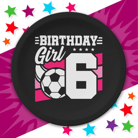 6歳サッカーサッカーパーティー6誕生日女の子 ペーパープレート