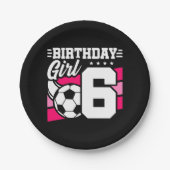 6歳サッカーサッカーパーティー6誕生日女の子 ペーパープレート (正面)