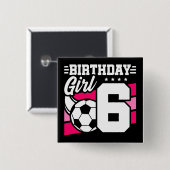 6歳サッカーサッカーパーティー6誕生日女の子 缶バッジ (正面&裏面)