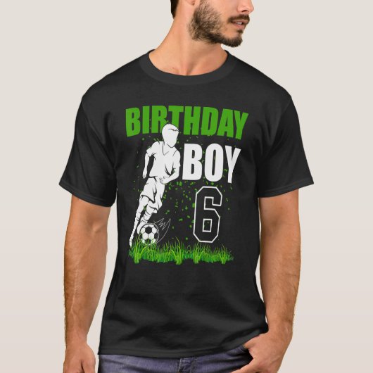 6歳サッカー誕生日パーティーテーマ6日B Tシャツ (正面)