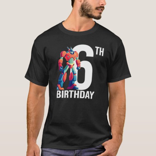 6歳シャツ6誕生日少年ロボクールット Tシャツ (正面)