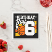 6歳バスケットボールパーティーテーマ6th誕生日ボーイ スタンダードカクテルナプキン (インサイチュ)