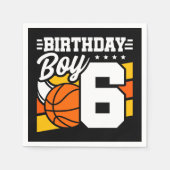6歳バスケットボールパーティーテーマ6th誕生日ボーイ スタンダードカクテルナプキン (正面)