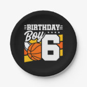 6歳バスケットボールパーティーテーマ6th誕生日ボーイ ペーパープレート (正面)