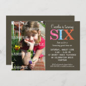 6歳パターン（の模様が）ある誕生日パーティーの招待 招待状 (正面/裏面)