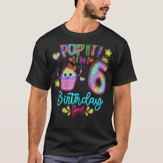 6歳ポップ・アートのの誕生日女子パーティーテーマ Tシャツ (正面)