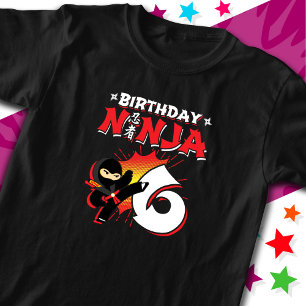 6歳漫画ブックスタイル忍者6th誕生日 tシャツ