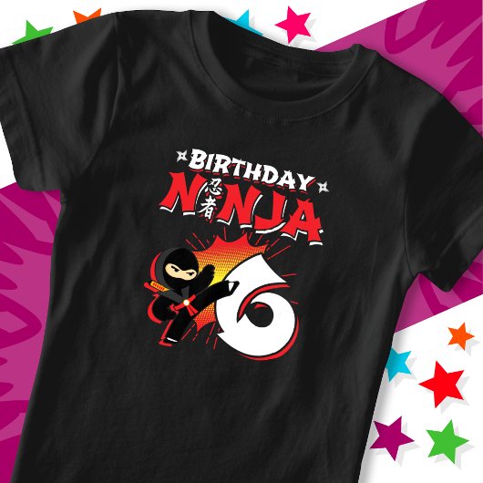 6歳漫画ブックスタイル忍者6th誕生日 tシャツ
