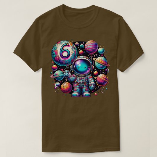 6歳誕生日ボーイギフト宇宙飛行士6誕生 Tシャツ (デザイン正面)