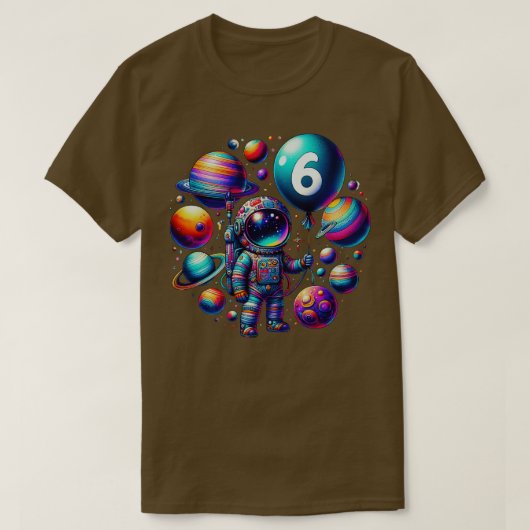 6歳誕生日ボーイギフト宇宙飛行士6誕生 Tシャツ (デザイン正面)