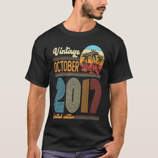 6歳誕生日ヴィンテージ2017年10月ガールズB Tシャツ (正面)