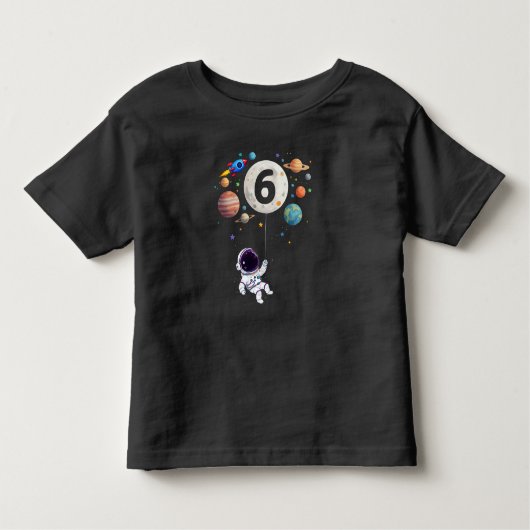 6歳誕生日惑星宇宙飛行士6誕生日 トドラーTシャツ (正面)