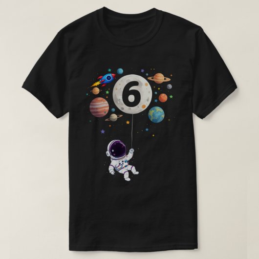 6歳誕生日惑星宇宙飛行士6誕生日 Tシャツ (デザイン正面)