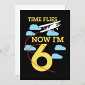 6歳誕生日男子飛行機 6歳誕生日 招待状 (正面/裏面)