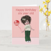 6歳誕生日 カード (黄色い花)