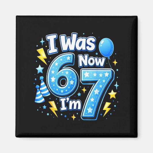 6歳7歳の誕生日少年 7歳 6 7 67 ミーム 子供たち6 マグネット (正面)