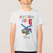 6歳 | 建物ブロックパーソナライズされた誕生日 トライブレンドTシャツ (正面)