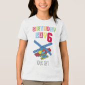 6歳 | 建物ブロックパーソナライズされた誕生日 トライブレンドTシャツ (正面)