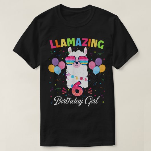 6歳LLAMAZING誕生日ガール6thかわいいラマ Tシャツ (デザイン正面)