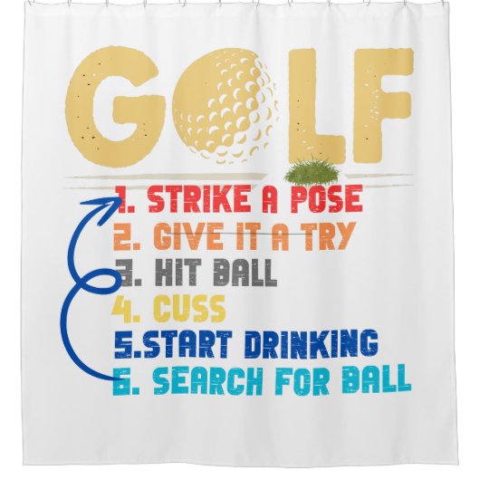 6段おもしろいゴルフ シャワーカーテン (正面)