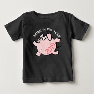 6漫画おもしろいイラストレーションピンクピグ2019ベビーT ベビーTシャツ