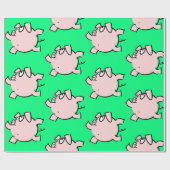 6漫画おもしろいイラストレーション豚の選択カラーギフト ラッピングペーパー (フラット)