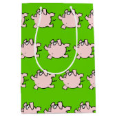 6漫画おもしろい豚ベビー選択カラーMギフト ミディアムペーパーバッグ (正面)