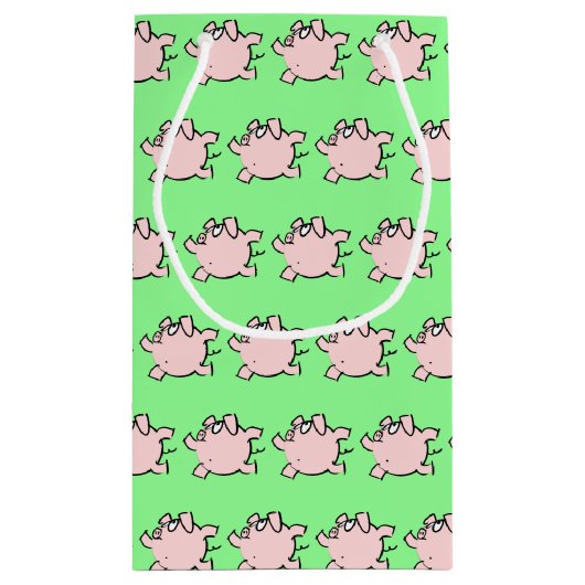 6漫画おもしろい豚新生児選択カラーギフトB スモールペーパーバッグ (裏面)