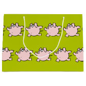 6漫画おもしろい豚新生児選択カラーLギフト ラージペーパーバッグ (正面)