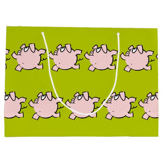 6漫画おもしろい豚新生児選択カラーLギフト ラージペーパーバッグ (裏面)