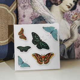 6点セット ヴィンテージカラフル蝶の美しい輪郭 シール