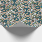 6父の日または誕生日の写真コラージュ ラッピングペーパー (角)