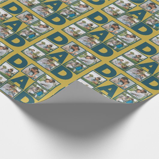 6父の日または誕生日の写真コラージュ ラッピングペーパー (角)