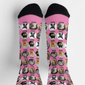 6犬、6名、犬の写真 – ピンクパーソナライズされた色 ソックス (上部)